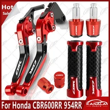 New CNC Handle Grips Cap Brake Clutch Levers Sets For Honda CBR600RR 954RR Red
