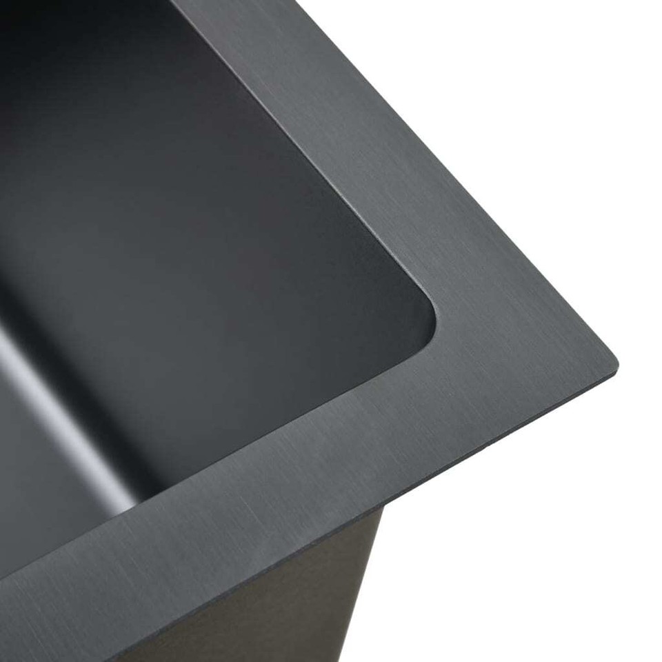 Handmade Kitchen Sink Black Stainless Steel vidaXL | eBay