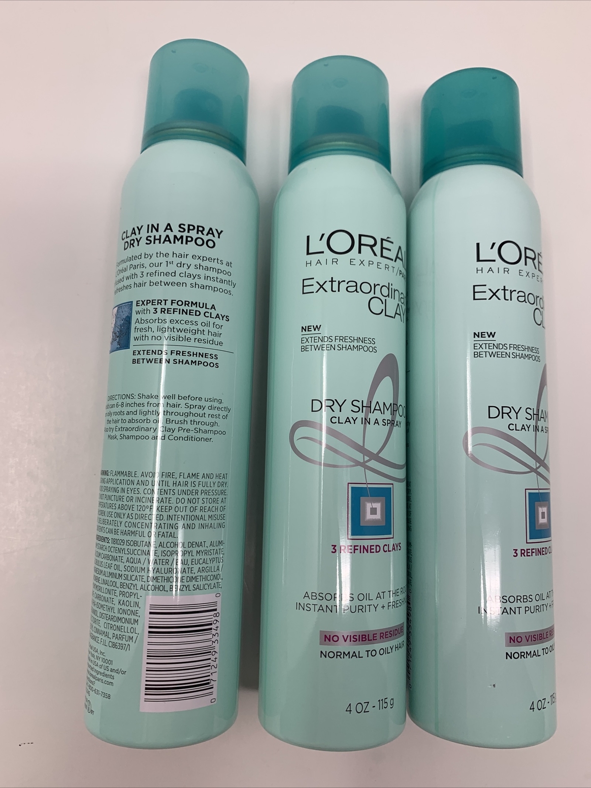 L'oreal Extraordinarily Clay Dry Shampoo Spray Normal-Oily Hair Pack of 3 