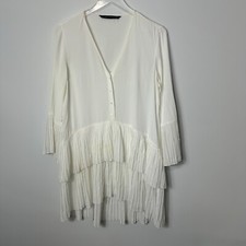 Zara white pleated dress size xs 1962