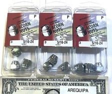 Lot of 9 Midwest Fastener 12357 Acorn Nut, Flat top, 5/16-24 Thread, Chrome Cap