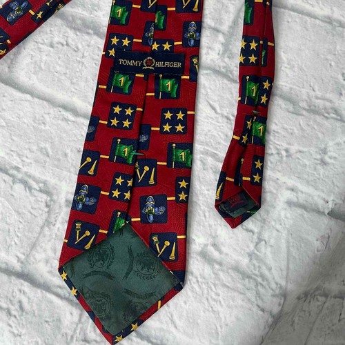 Tommy Hilfiger Adult Tie One Size Red Golf Flag Golf Bag 100% Silk Men's - Picture 3 of 6