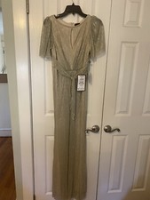 NWT Adrianna Papell Gold Shimmer Long Dress Gown Size 4