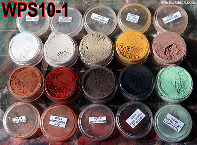 WPS10-1 DAVE'S WEATHERING POWDERS ALL NATURAL EARTH PIGMENT 10 COLOR SET 1 