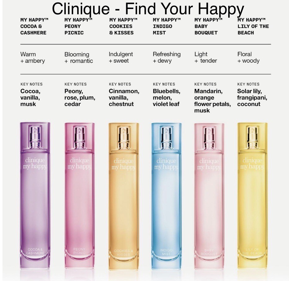 Clinique Find Your Happy 6 pc Perfume Travel Mini Gift Boxed