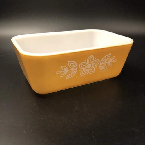 Vintage Pyrex Butterfly Gold 502 fridgie rectangular refrigerator dish NO LID