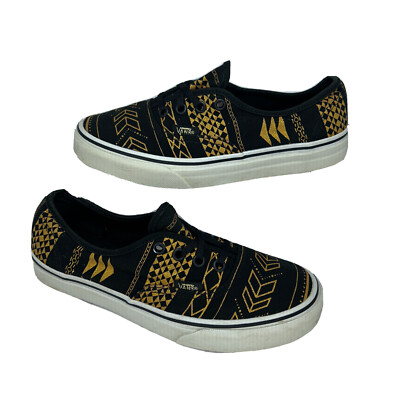 Vans Off The Wall Retro Unisex Black Gold Design Women Size M  Skateboarding
