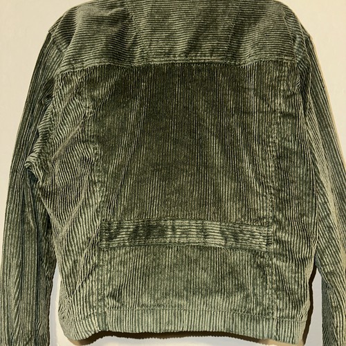 VTG Y2K Green corduroy zip up jacket 90’s 2000’s Grunge Cropped Kurt Cobain L - Picture 8 of 11