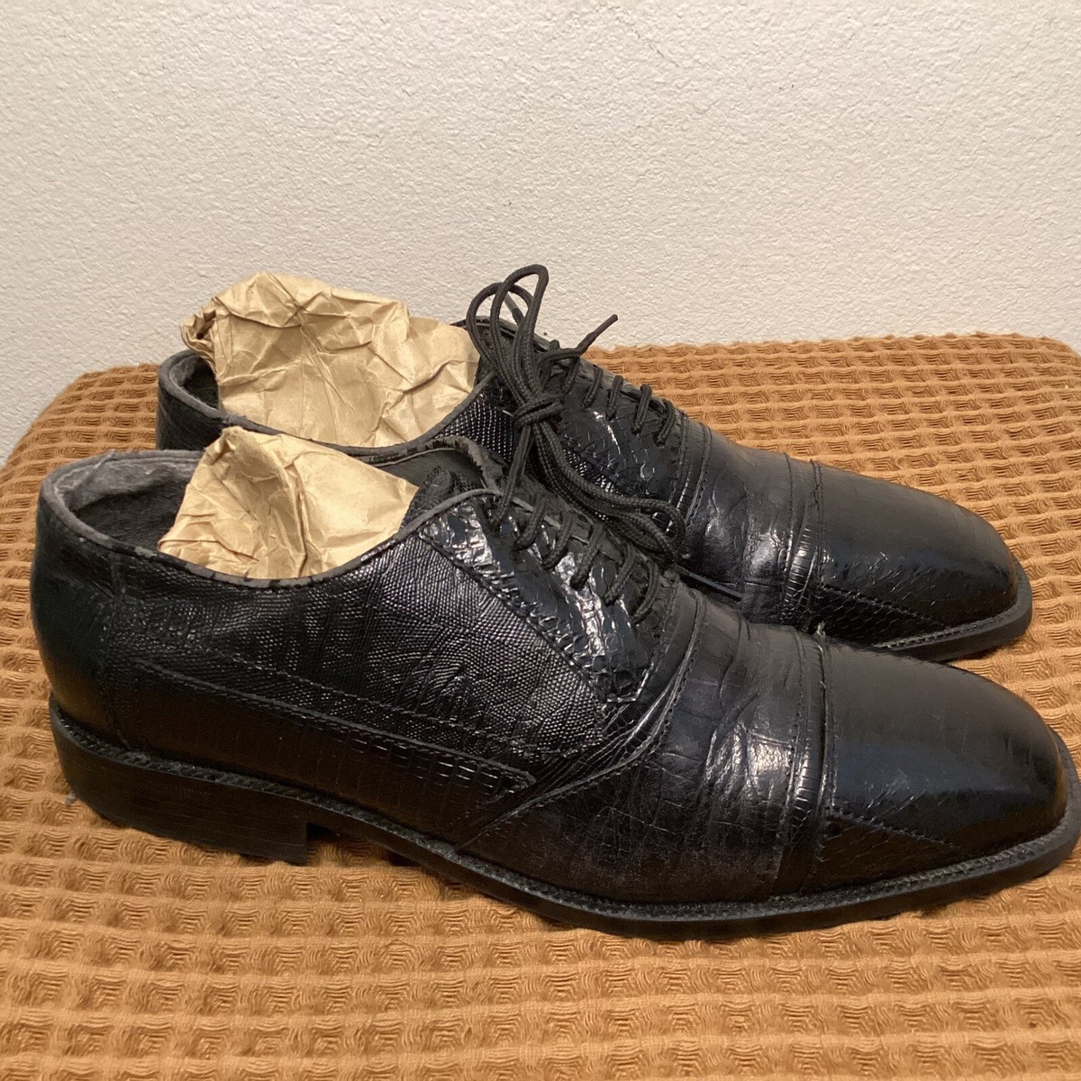 Stacy Adams Genuine Snake Black Lizard-Texture Leather Lace-Up Oxfords Stacy Adams Genuine Snakeskin Leather Lace-Up | Mercari main image 3