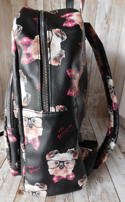 Betsey Johnson Nerdy Dog Doggie Yorkie Bowtie Backpack Vintage yorkie dog oval - Gem main image 2