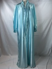 Vintage 80 s Great Condition Women s Blue Satin Robe/Nightgown W/Zipper Medium