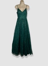 Say Yes To The Prom Women's Juniors' Green Lace-Up Gown Dress Sz 1/2