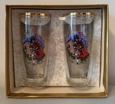Vintage Iris Giftwares Glass Tumblers-Scottish Highland Piper, Gold Rim 1960?s