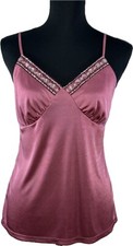 Vintage Y2K Cami Babydoll Tank w/ Beaded Sequined Taupe Mauve