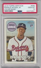 2018 Topps Heritage RONALD ACUNA JR. Color Swap Parallel SSP RC PSA 10 