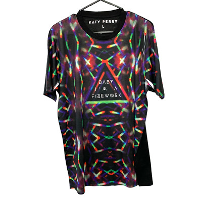 Katy Perry I'm A Firework Sheer Black Psych Band Tee T-Shirt Size Large