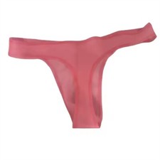 Women Latex Briefs Transparent Pink Rubber Shorts Handmade