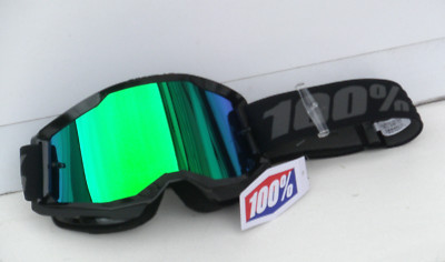 100% Crossbrille Strata 2 Grün stark verspiegelt Anti-Fog Crossbrille Enduro..