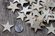 50 qty Small 1-1/2  inch Star Wood Embellishments Crafts Flag Wooden Decor DIY