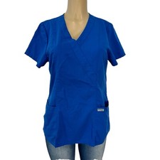 Greys Anatomy Blue V Neck Nurse Uniform Top Shirt Womens Size M Work Apparel