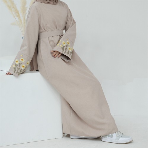 Ramadan Kaftan Dubai Women Evening Long Dress Abaya Muslim Embroidery Robe Arab - Foto 39 di 43
