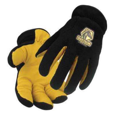 Black Stallion 15FH-BLK Polar Fleece/Grain Pigskin Winter Gloves Large