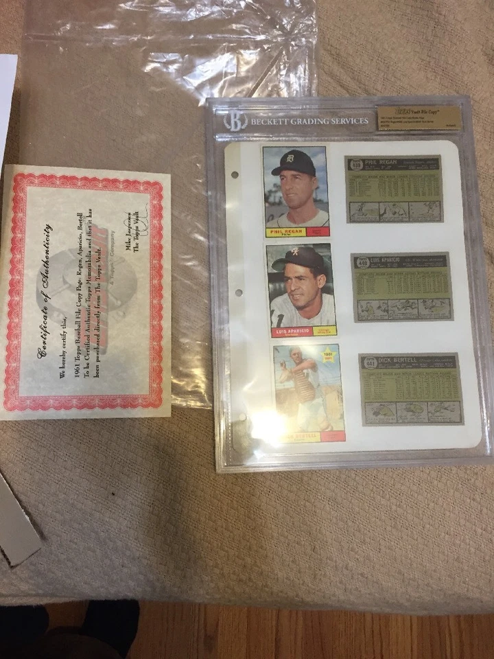 1961 Topps MLB File Copy Page Phil Regan Luis Aparicio Dick Bertell Cards - Image 2 of 4