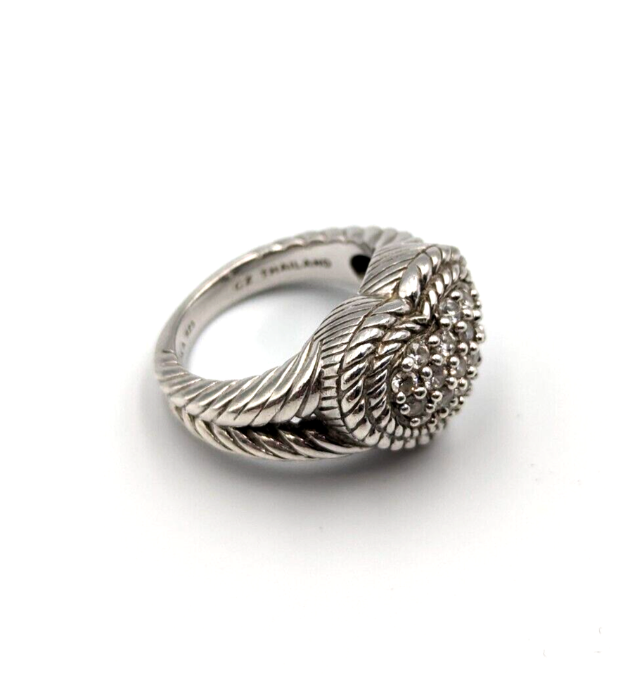QVC Judith Ripka Sterling Silver 925 Pave CZ Twisted Rope Design Heart