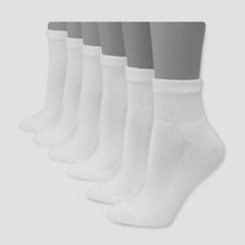 Hanes Premium Women's 6pk Cushioned Ankle Socks - 5-9 White