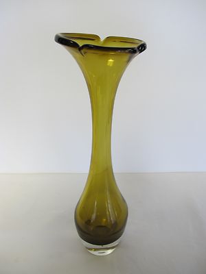 Modern ART GLASS TALL RETRO MID CENTURY CRYSTAL VASE with Ground