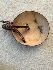 Lovely Vintage African wood carving of giraffe Drinking shape cup / tray 7.5"L 