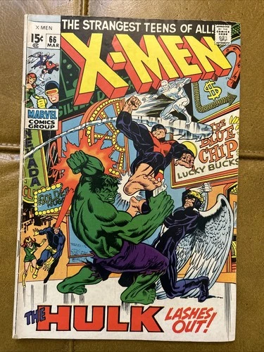 VINTAGE MARVEL X-MEN #66 THE HULK LASHES OUT Comic Book MARCH 1970