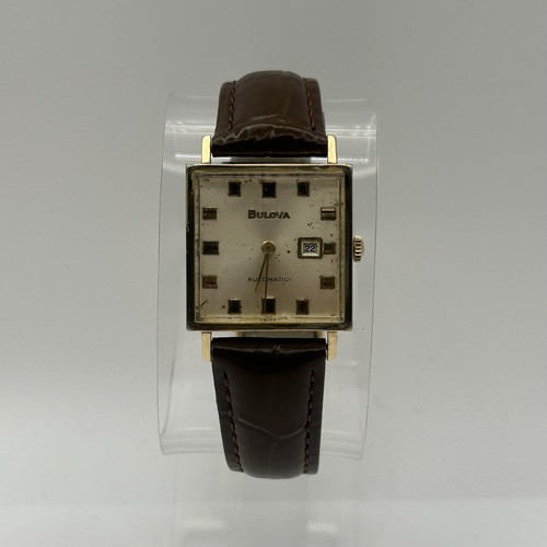 Vintage Bulova Automatic Square Gold Filled Date Champagne Dial 25mm Running