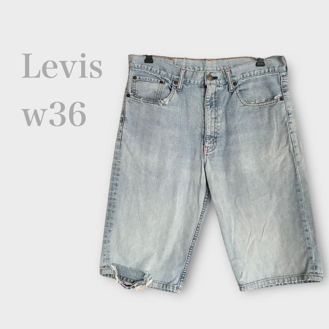 Levi's Denim Half Pants Damaged Processing Blue 3… - image 1