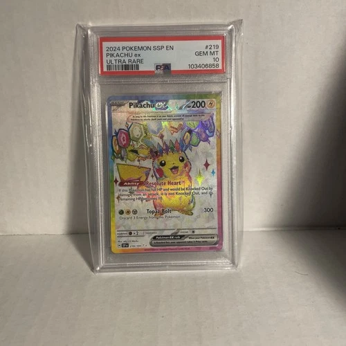 Pokemon 2024 Pokemon Ssp En-Surging Sparks #219 Pikachu Ex Ultra Rare PSA 10