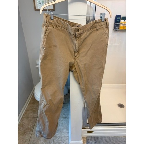 Carhartt Relxed Fit Twill Work Pants Men's 38x30 Khaki Tan 100% Cotton