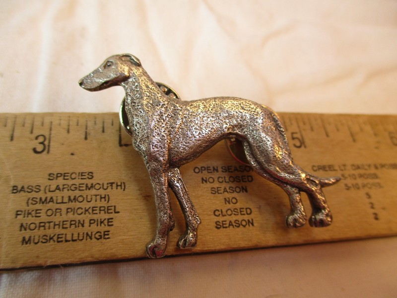 PEWTER GREYHOUND DOG PIN 1997