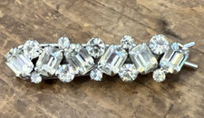 Vintage Emerald Cut  Round Sparkling Rhinestone Hair Barrette