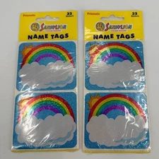 Vintage Sandylion Prismatic Rainbow Name Tags Lot of 2