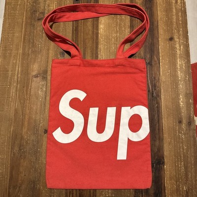 Supreme  Sup  Logo Tote Bag Red Canvas   2009 Smart Magazine Japan Promo Vintage