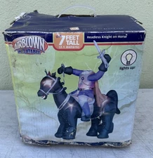 Gemmy Airblown Inflatable 7ft Headless Knight Horseman 2008 Halloween Lights Up