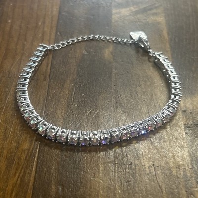 6.5-8.75  Pierre Lang Silver Tone Pastel Iridescent Stone Tennis Bracelet