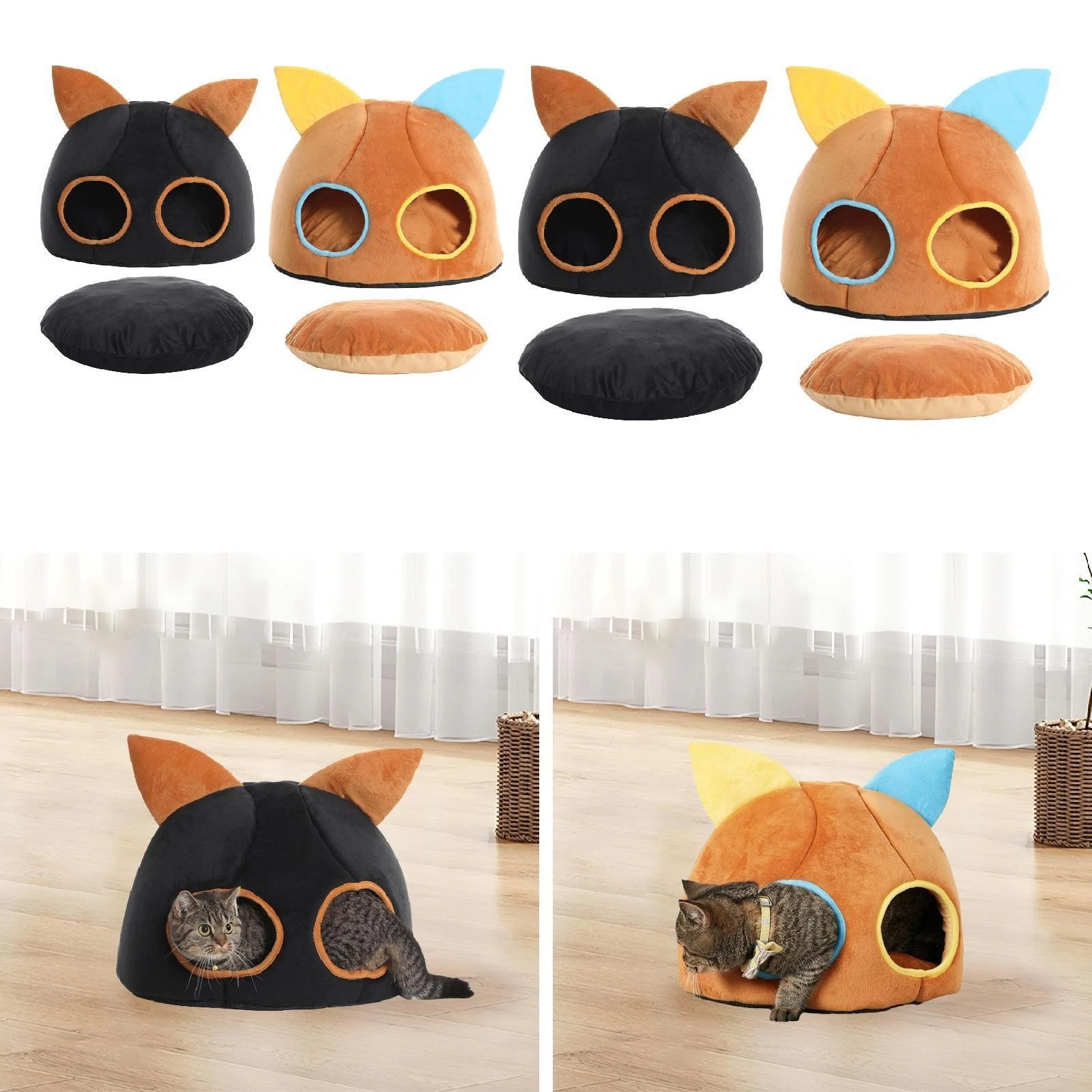 Cat bed self warming cat tent cave, soft and pet supplies, sleeping semi