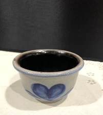 Rowe Pottery SMALL BOWL BLUE GREY salt glaze miniature stoneware 2 1/2" X 4 1/8"