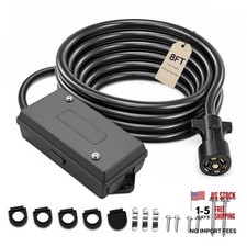 7 Way Trailer Wiring Harness Kit 8 FT with 7 Way Trailer Junction Box, 8FT
