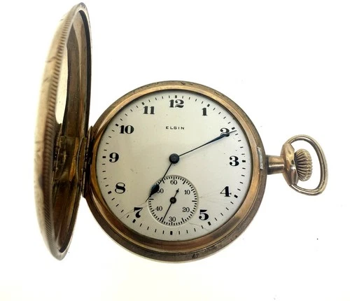 Antique Elgin Grade 290 Pocket Watch 16s 7J 20 Year Gold Filled Runs No Crystal