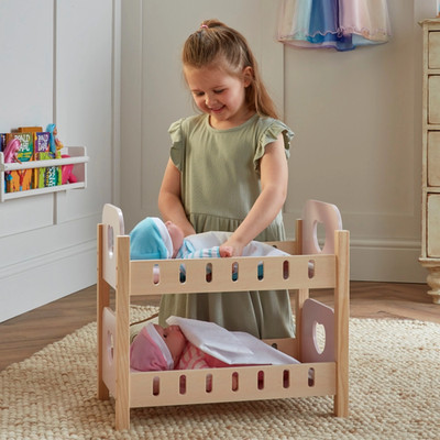 Ivy & Lily Holz Baby Puppe Liebe Herz Etagenbett Schlafzimmer Spielzimmer Möbel Rosa