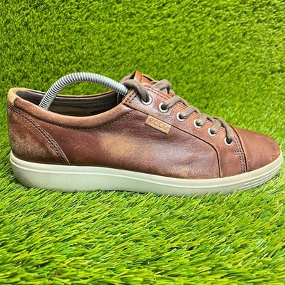 Ecco Soft 7 Low Mens Size 8 Brown Casual Classic Leather Lace Up Shoes Sneakers