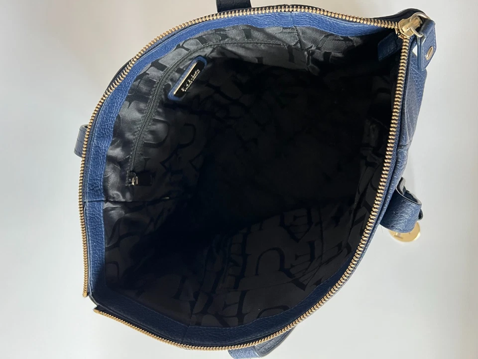 Bolso de Mano Furla de Cuero Azul Marino Grande de Cuero Genuino Cartera de Hombro con Cremallera Superior Foto 4 de 4