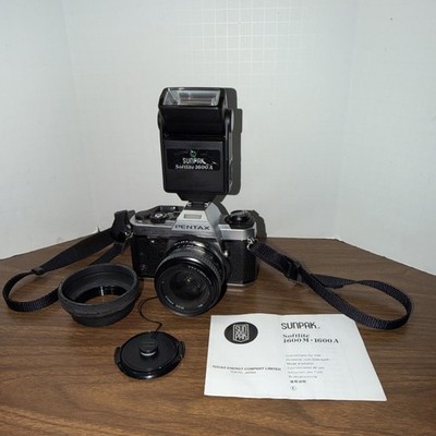 Vtg Pentax Super Program 35mm SLR Film Camera Bundle 28mm Wide Angle Lens
